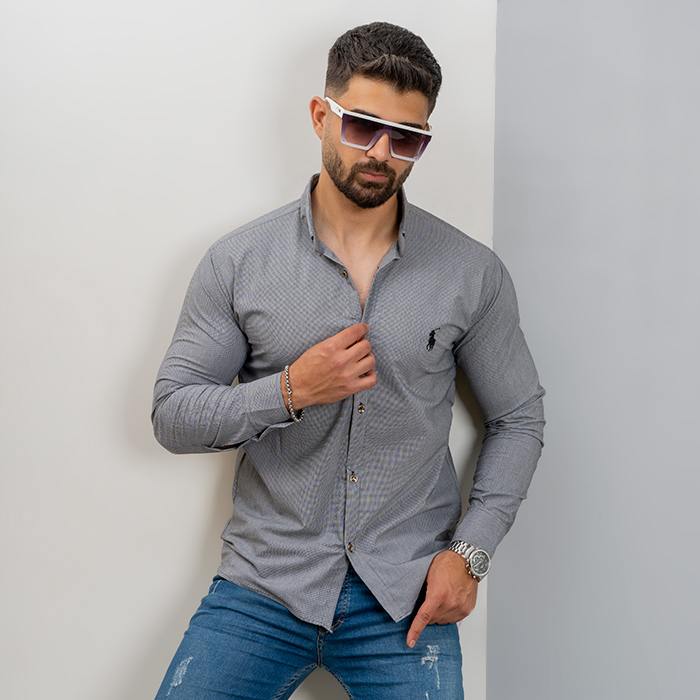 پیراهن مردانه چهارخونه ریزطوسی مدل vq