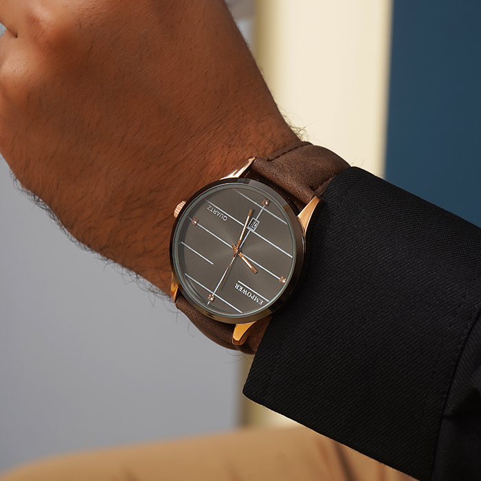 ساعت مچی قهوه ای empower مدل Quartz