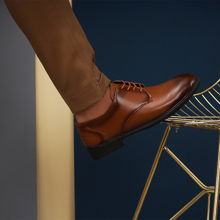 کفش رسمی مردانه عسلی مدل elvin