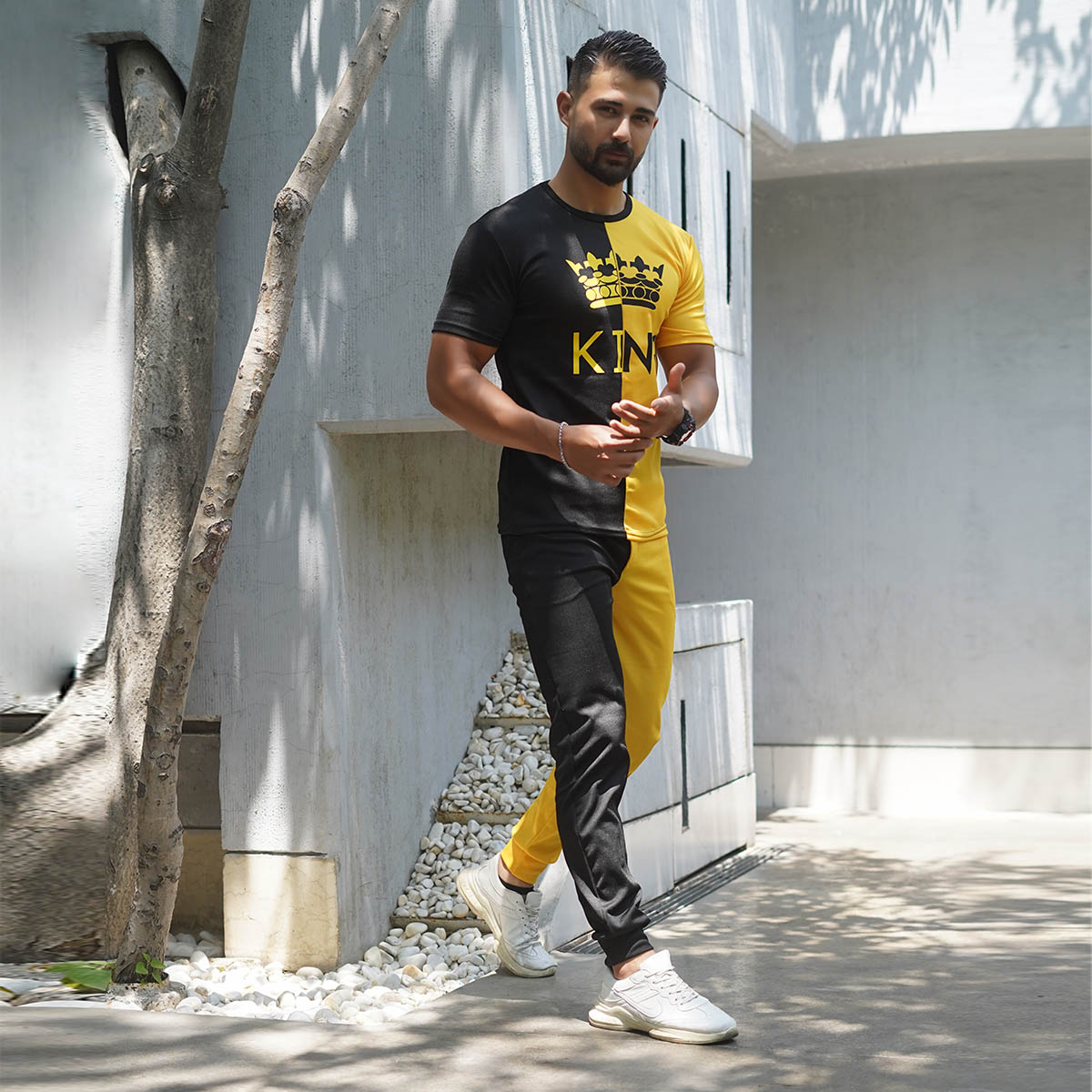 ست تیشرت شلوار مشکی زرد مدل Shahsan