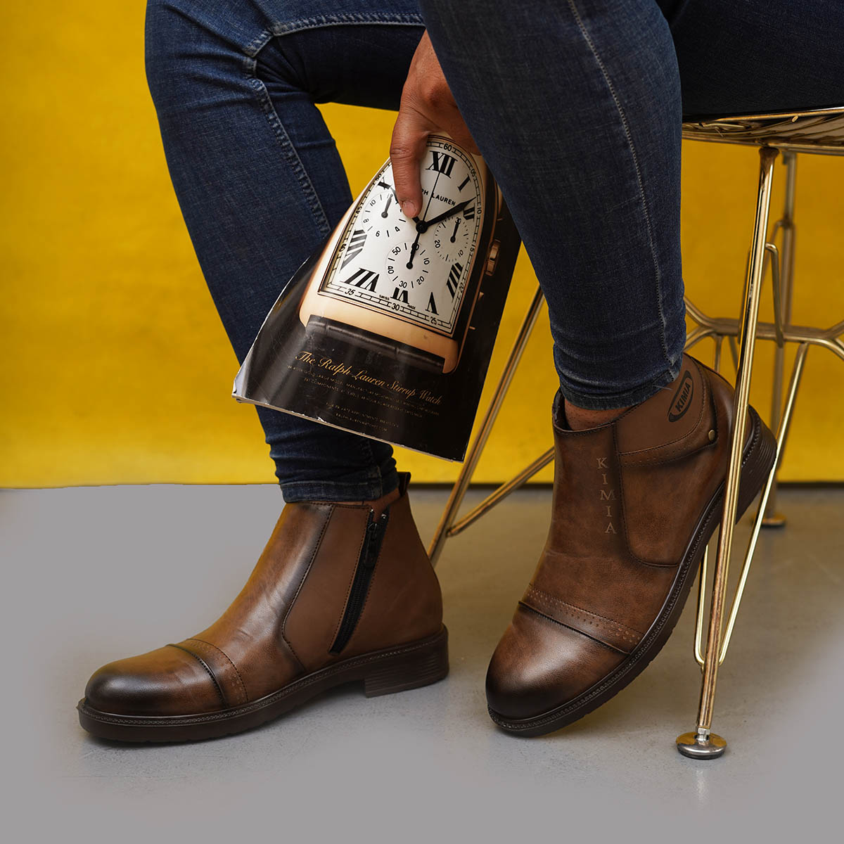 نیم بوت قهوه‌ای مردانه مدل Shahin