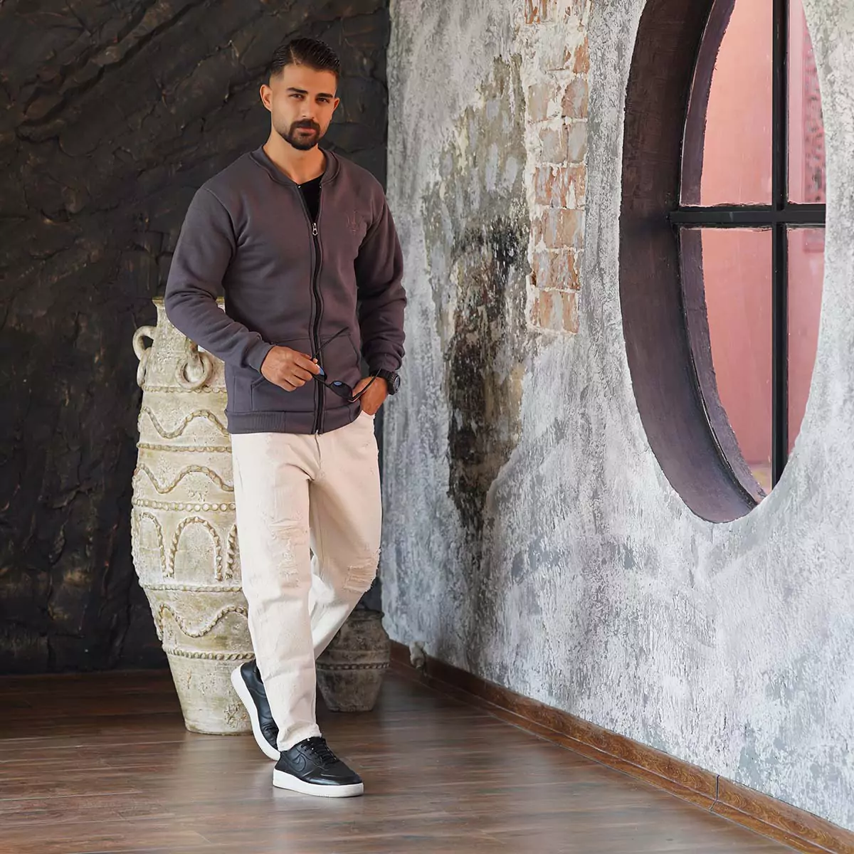 سوییشرت مردانه طوسی مدل wendi