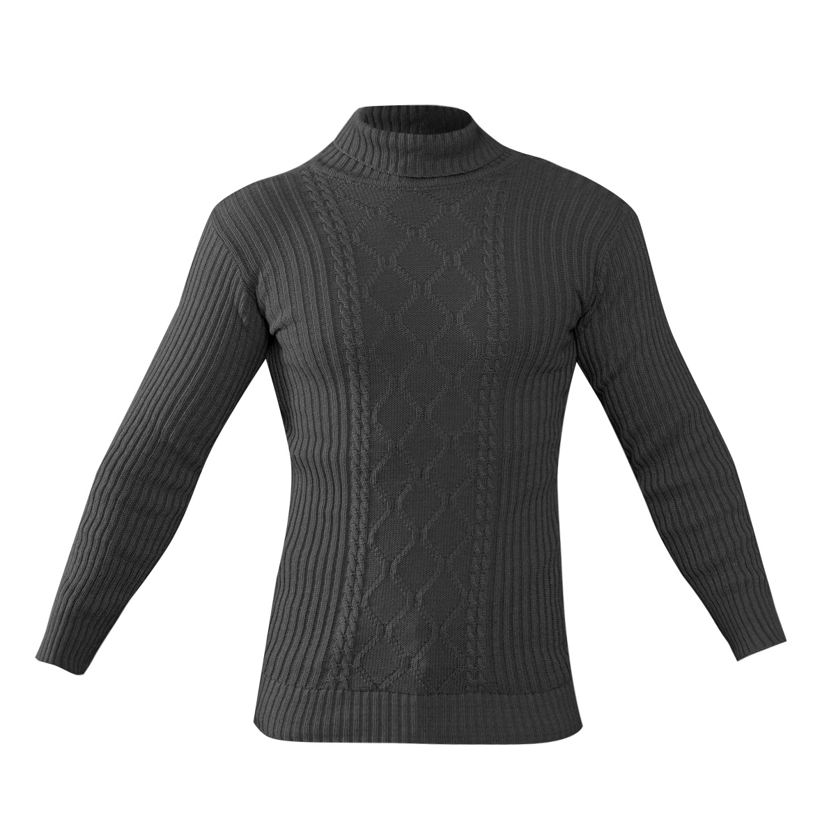 پلیوربافت مردانه ذغالی یقه اسکی مدل Hakan