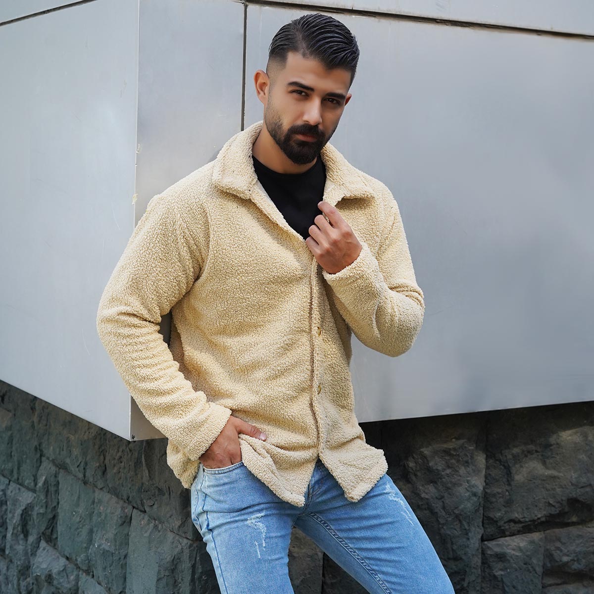 ژاکت مردانه کرم مدل TEDI