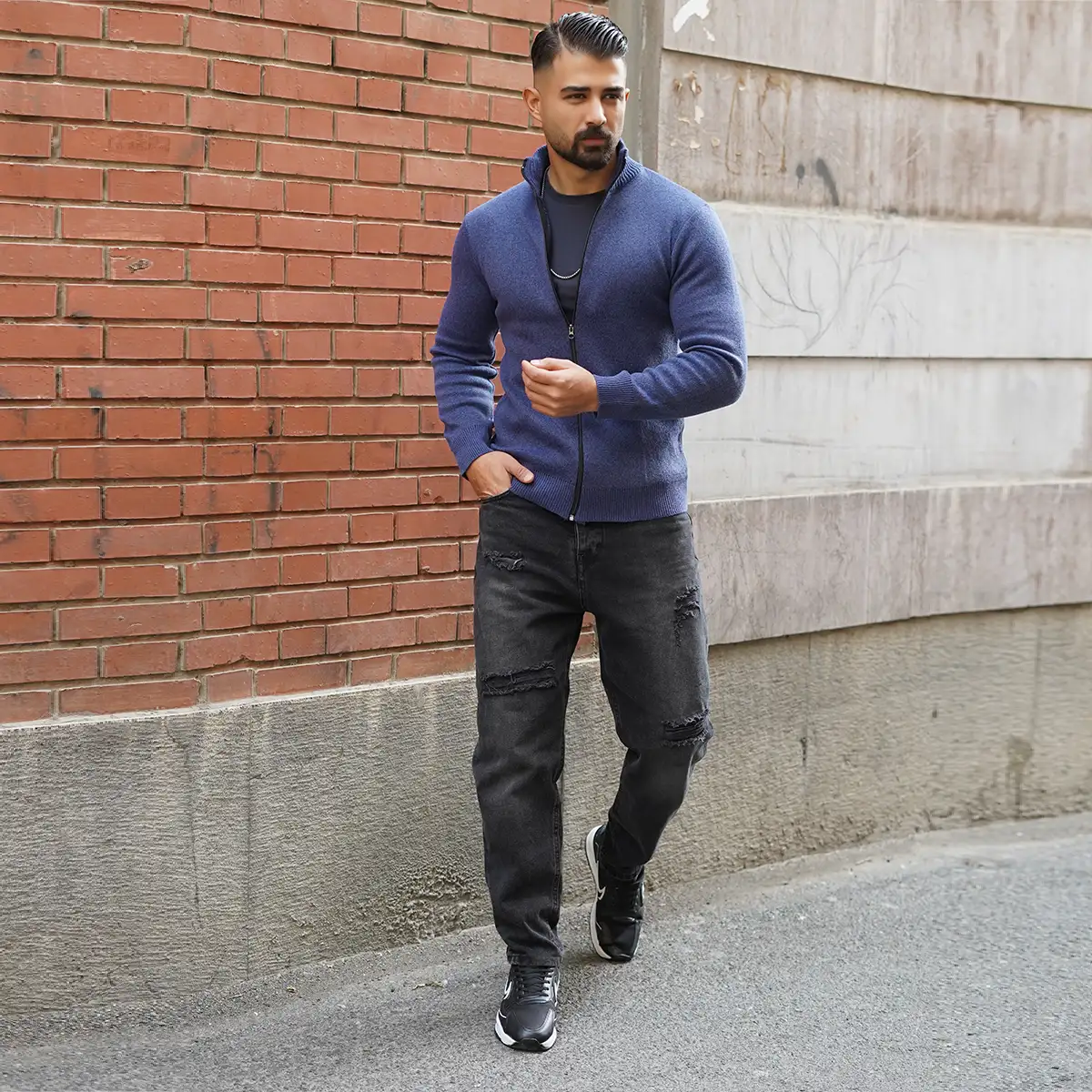 سوییشرت مردانه آبی مدل Meysam