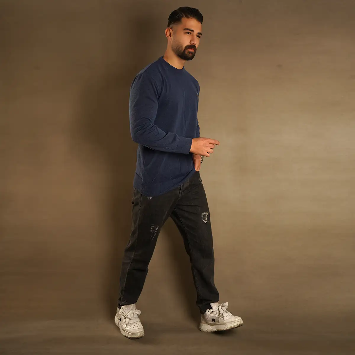 پلیور یقه گرد پوما آبی مدل Danyal