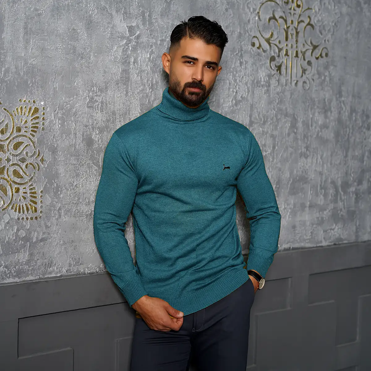 پلیور یقه اسکی پوما سبز مدل Daryoosh