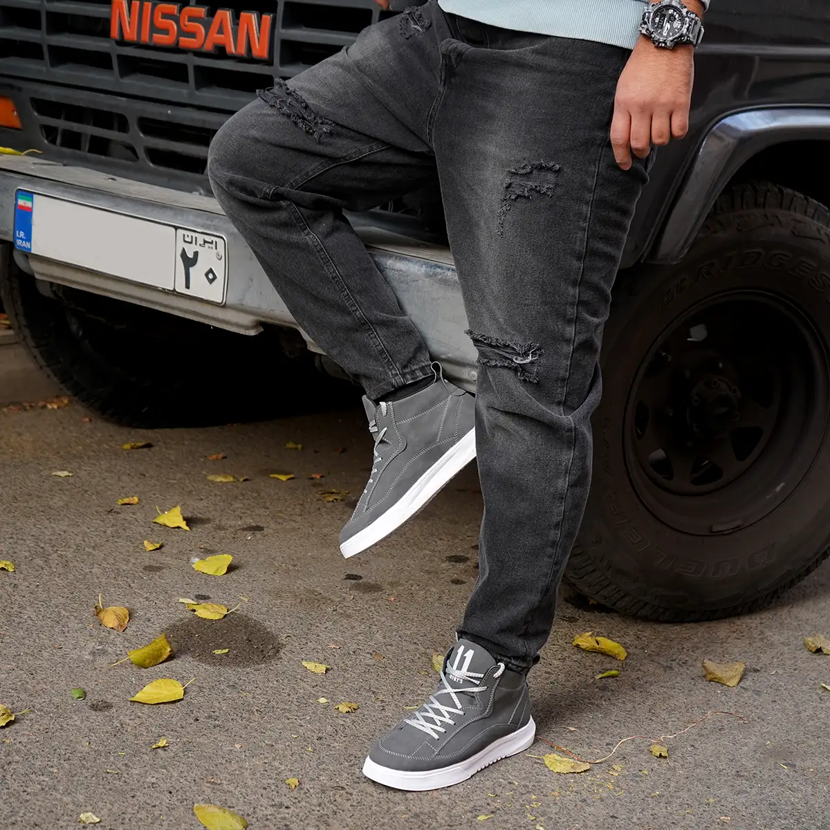 کفش ساقدار مردانه طوسی مدل 11qp