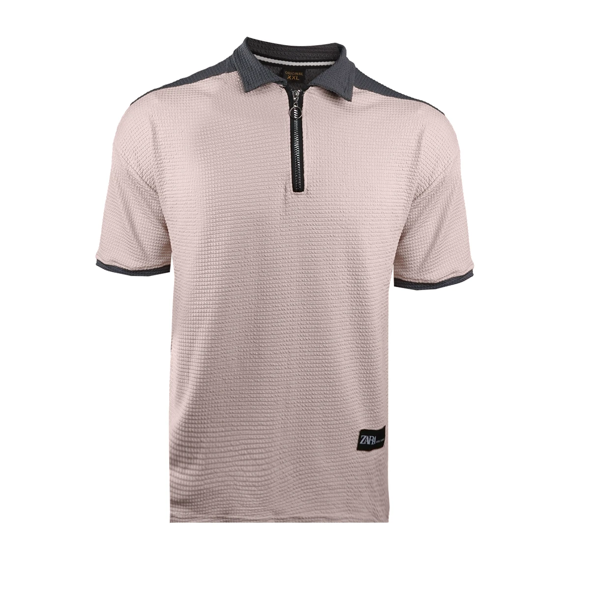 تیشرت مردانه یقه زیپ دار کرم مدل Radon