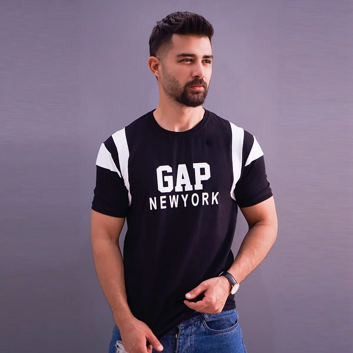 تیشرت مردانه مشکی مدل GAP Newyork