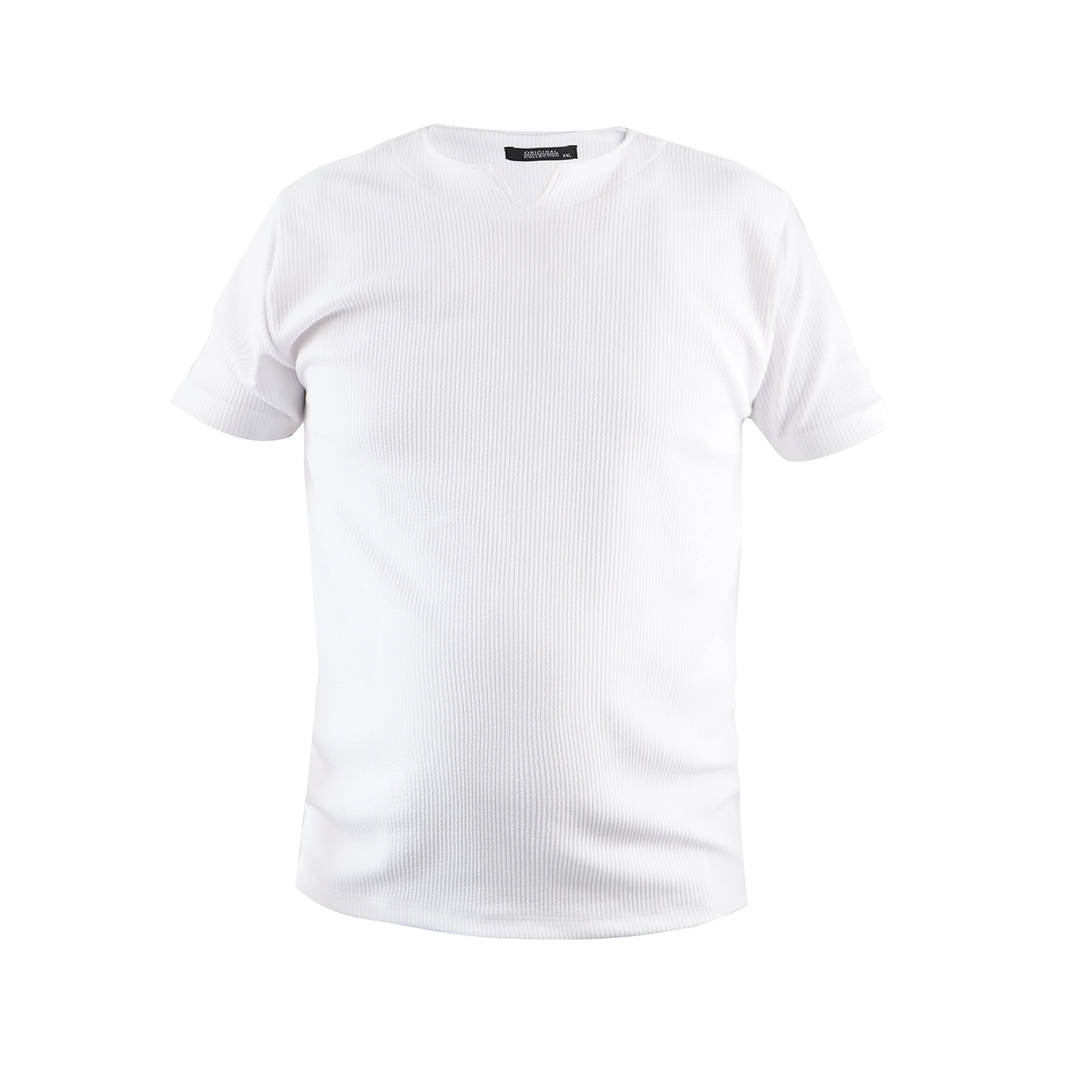 تیشرت آستین کوتاه یقه کوبایی سفید مردانه مدل Asam