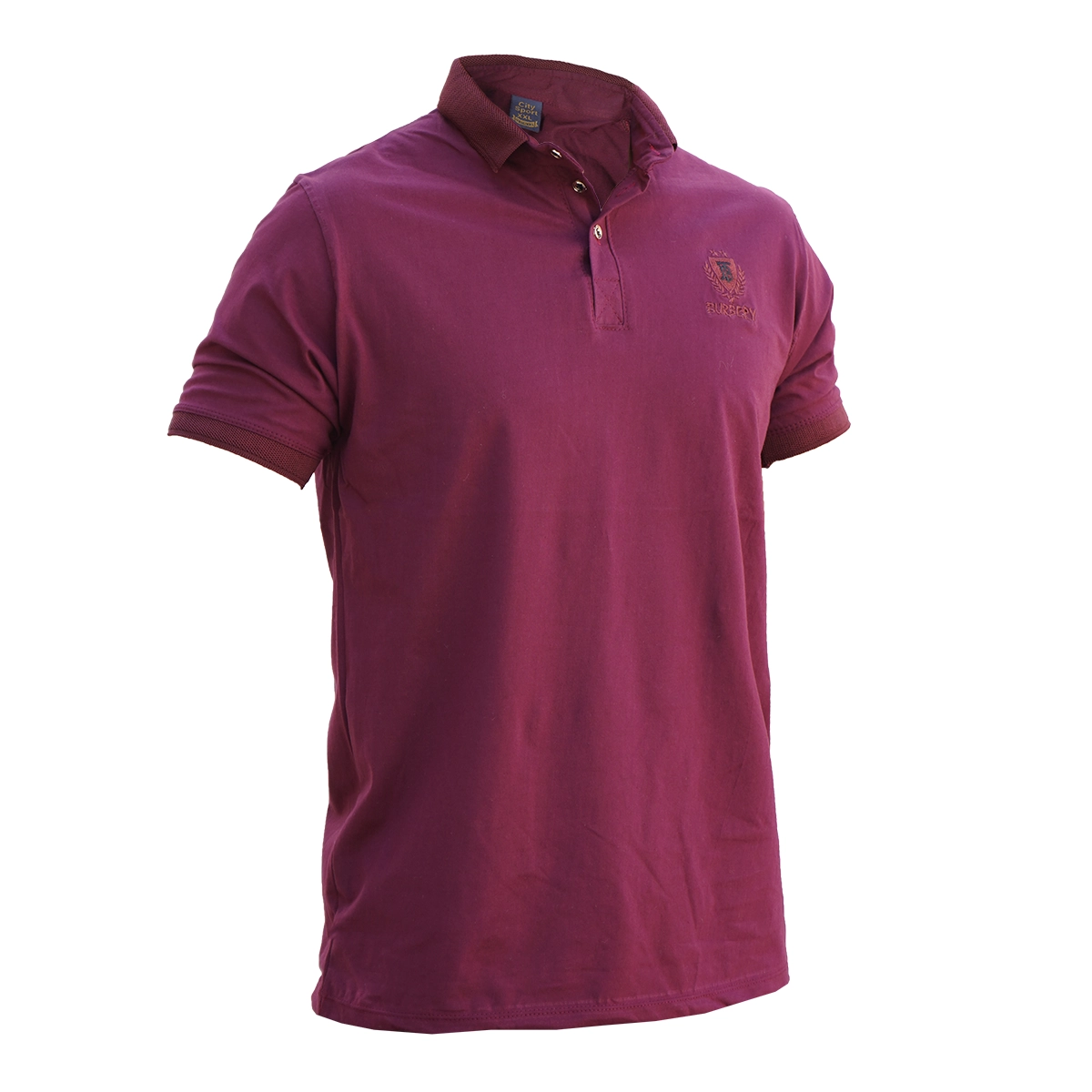 تیشرت یقه دار زرشکی مردانه مدل Taha