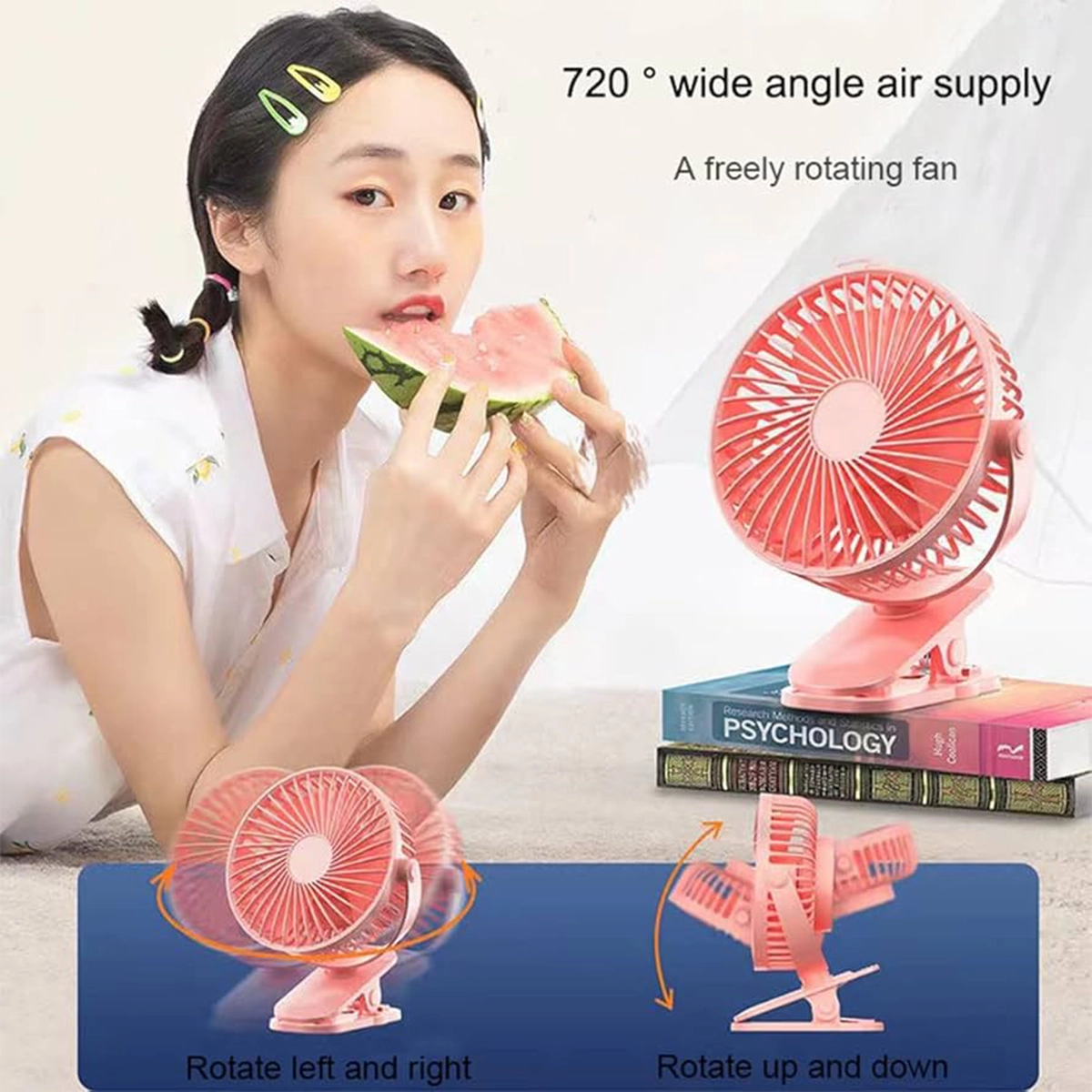 مینی پنکه شارژی گیره دار