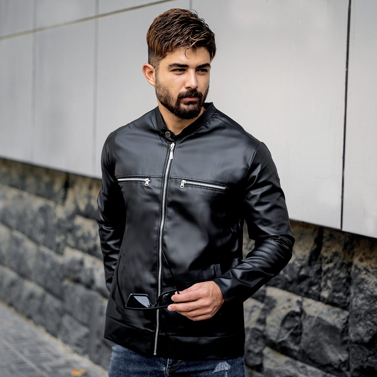 کاپشن مردانه چرم مدل KARTO