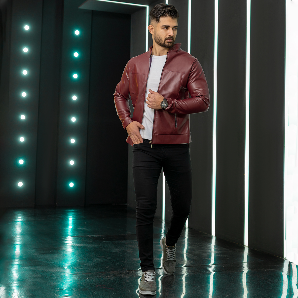 کاپشن چرم مردانه مدل NOBER