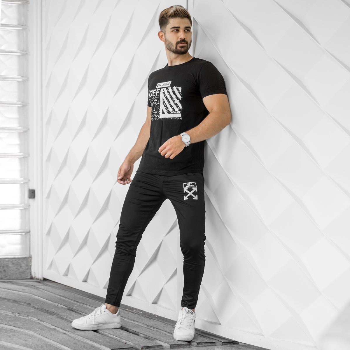 ست تیشرت شلوار OFF-WHITE مردانه مدل SANCHI