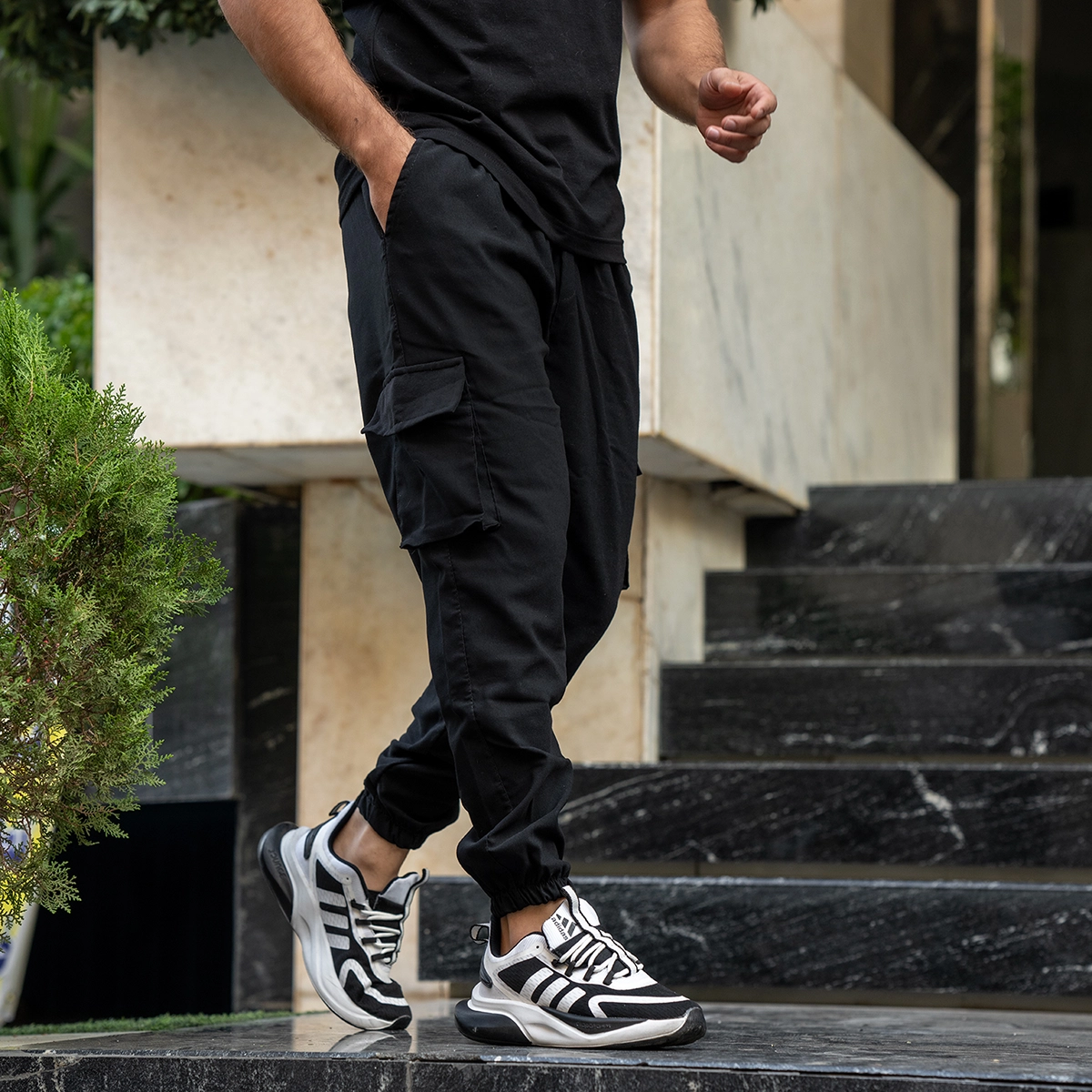 شلوار اسلش مشکی مردانه مدل KOMBO