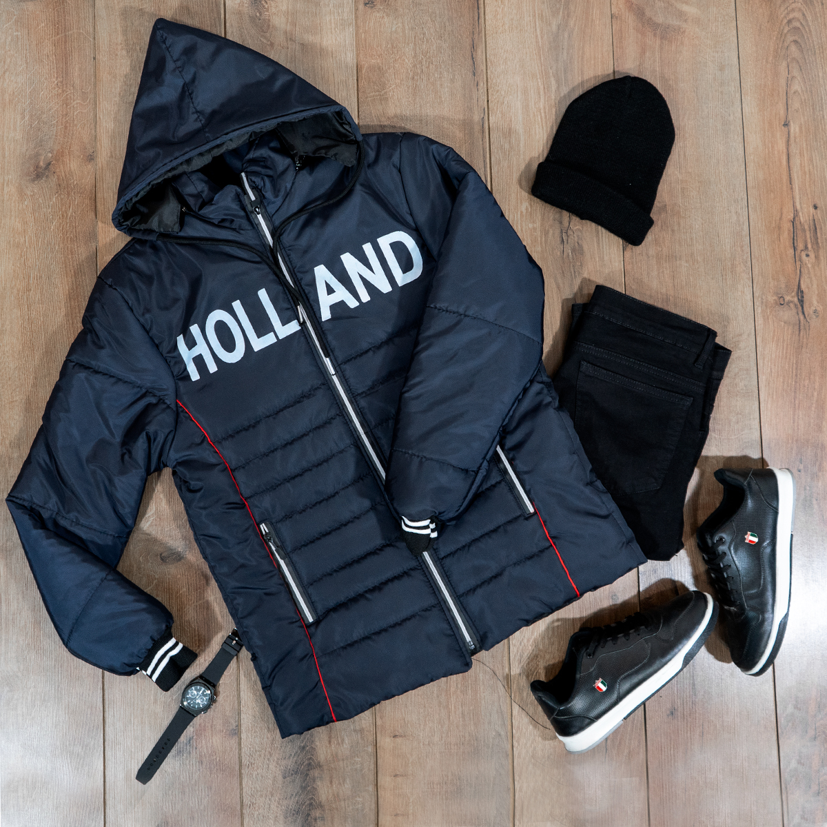 کاپشن مردانه سرمه ای مدلHolland