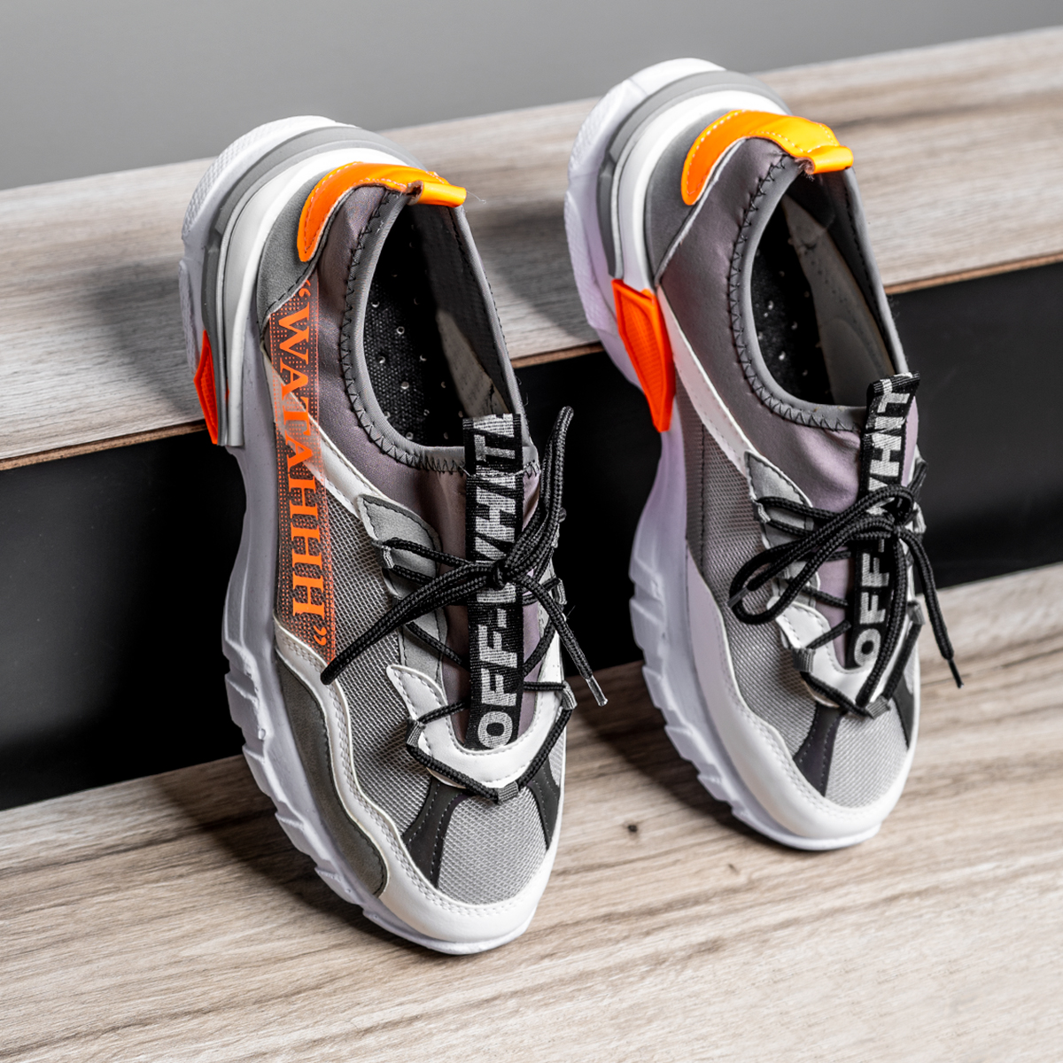 کفش ورزشی OFF WHITE مردانه طوسی مدل Rasit