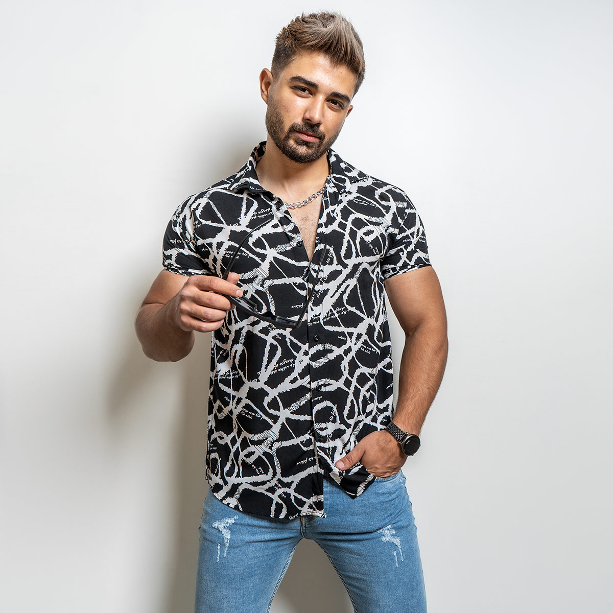 پیراهن هاوایی(T) مردانه مدل Galin