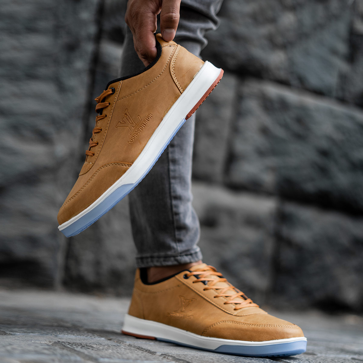 کفش مردانه LV خردلی مدل Norman