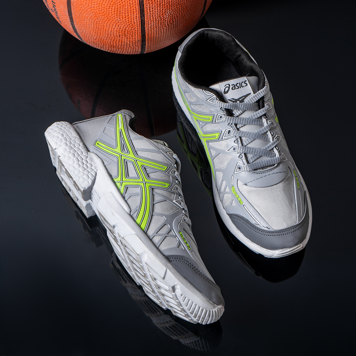 کفش ورزشی Asics مردانه طوسی سبز مدل Snopy