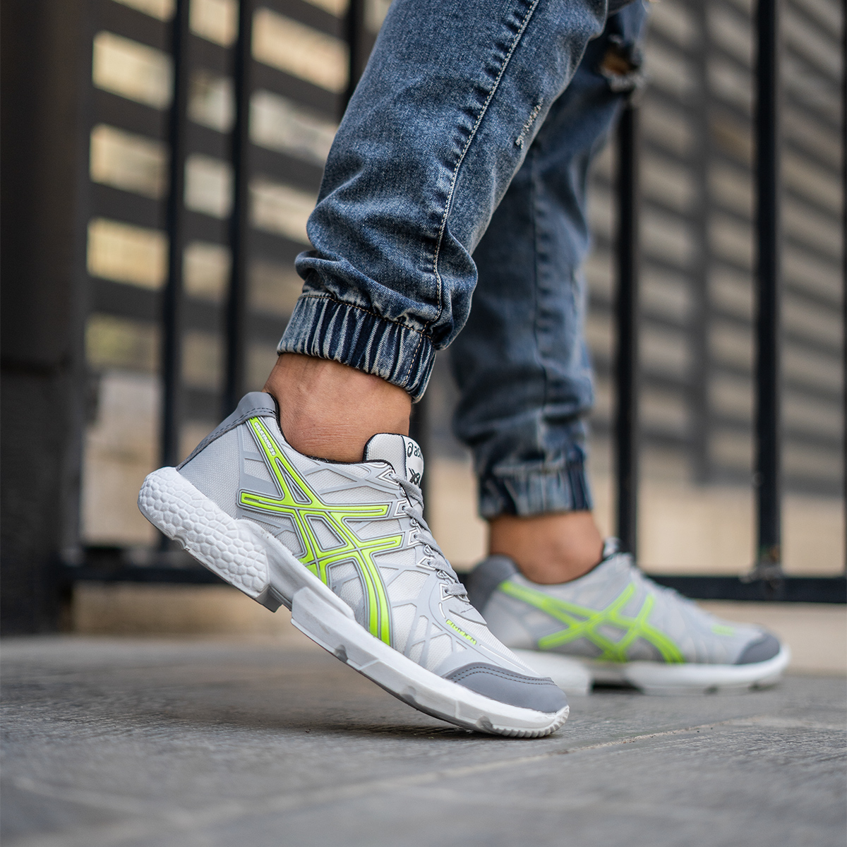 کفش ورزشی Asics مردانه طوسی سبز مدل Snopy