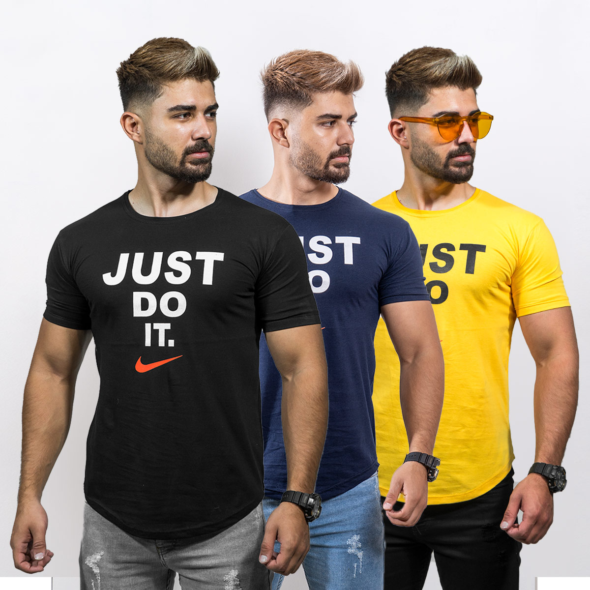 تیشرت Just Do It مردانه سرمه ای مدل Ditro