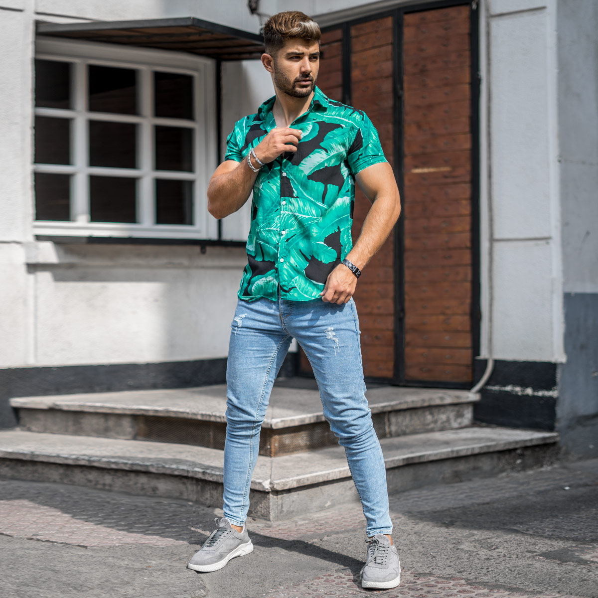 پیراهن هاوایی مردانه مدل Yashar