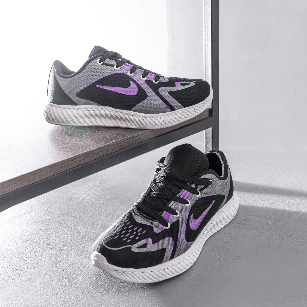 کفش ورزشی مشکی بنفش مردانه مدل Miden(T)