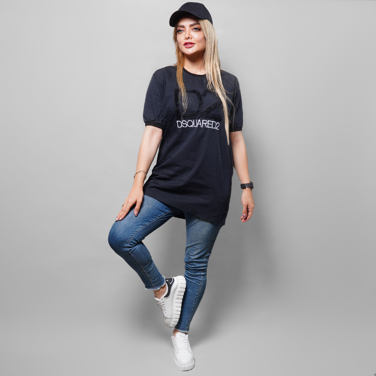 کفش ورزشیsmile زنانه سفید مشکی مدل Aspin