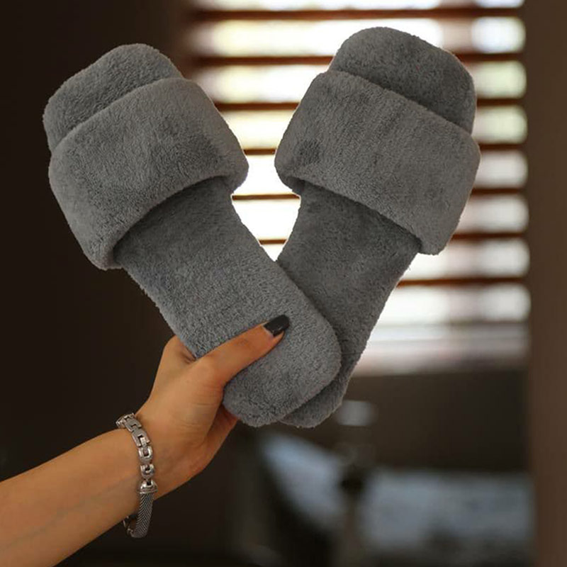 دمپایی حوله ای زنانه طوسی مدل Satin(T)