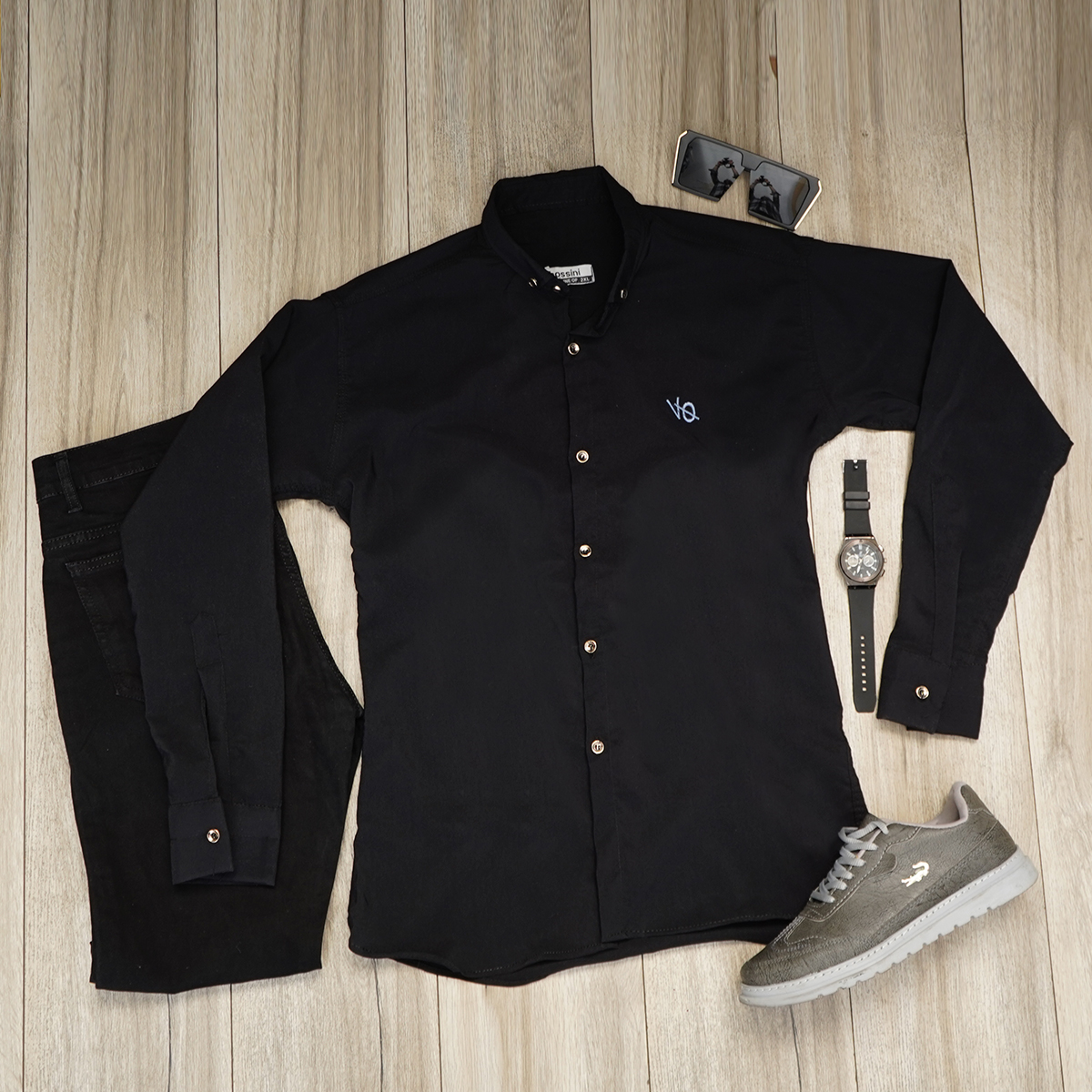 پیراهن مردانه مشکی مدل VQ