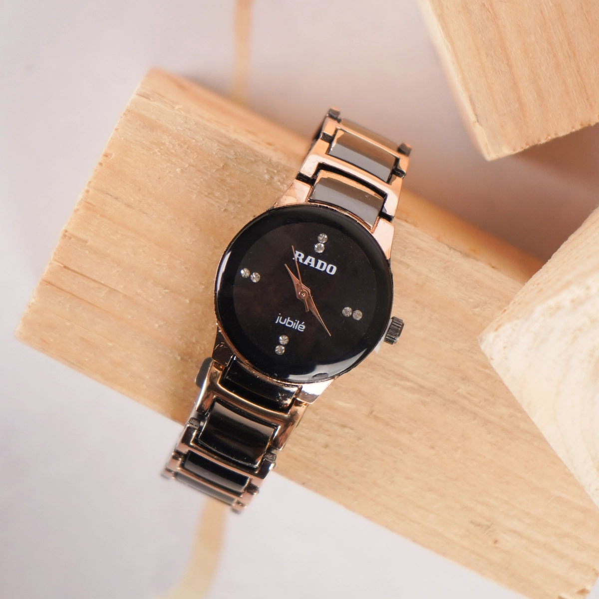 ساعت مچی زنانه مشکی رزگلد مدل Rado