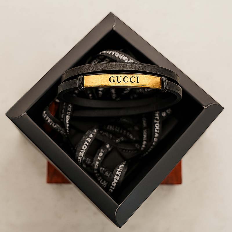 دستبند چرم مردانه مدل پلاک دار